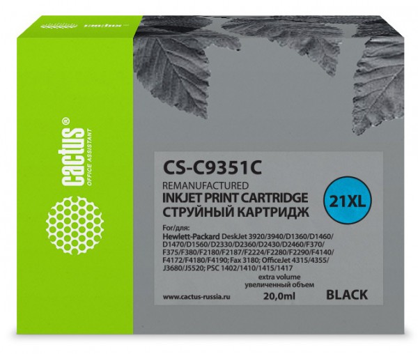  CACTUS CS-C9351C 21XL,   HP DeskJet 3920, 3940, D1360, D1460, D1470, D1560, D2330, D2360, D2430, D2460