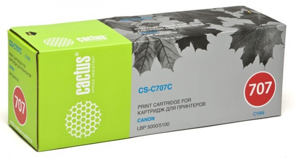 Картридж Cactus CS-C707C голубой совместимый CANON LBP5000, 5100