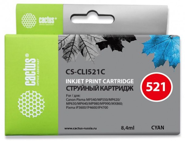  Cactus CS-CLI521C   CANON PIXMA MP540, MP620, MP980, iP3600, iP4600