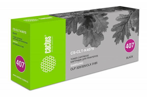 Картридж CACTUS CS-CLT-K407S черный совместимый Samsung CLP-320, 325, CLX-3185