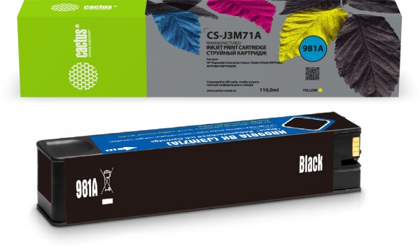 Картридж Cactus CS-J3M71A 981A черный 155мл для HP PageWide Enterprise Color 556dn Enterprise 586dn