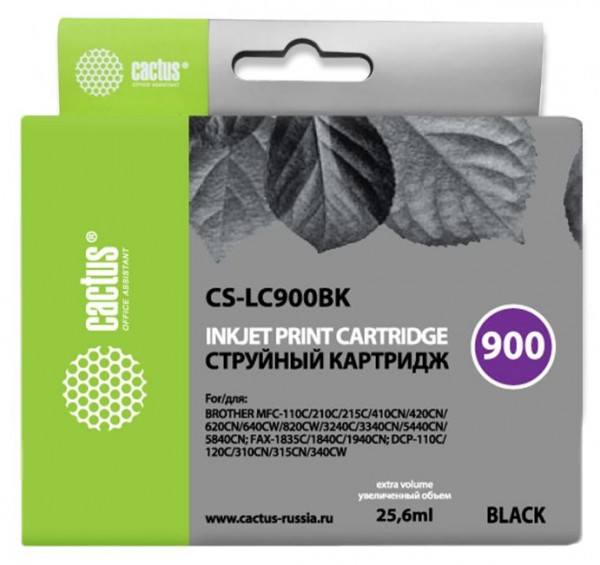 Картридж CACTUS CS-LC900BK черный совместимый Brother DCP-110, 115, 120, MFC-210