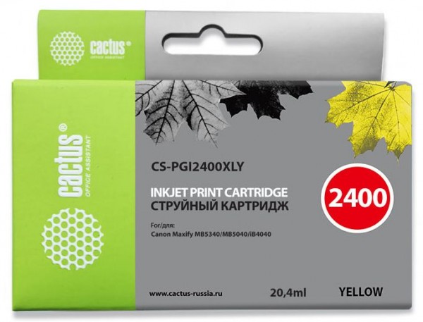 Картридж Cactus CS-PGI2400XLY желтый совместимый Canon MAXIFY iB4040, МВ5040, МВ5340