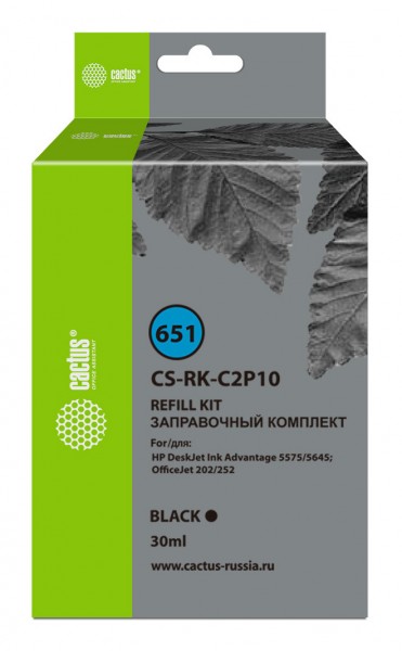 Заправочный набор Cactus CS-RK-C2P10 черный 30мл для HP DJ 5575 5645