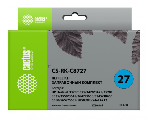 Заправочный набор Cactus CS-RK-C8727 черный 60мл для HP DJ 3320 3325 3420 3425 3520 3535 OJ 4212
