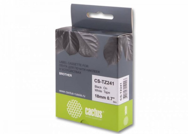 Совместимый картридж ленточный CACTUS CS-TZ241 черный Brother P-touch 1010, 1280