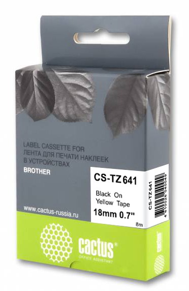 Совместимый картридж ленточный CACTUS CS-TZ641 черный Brother P-touch 1010, 1280, 1280VP