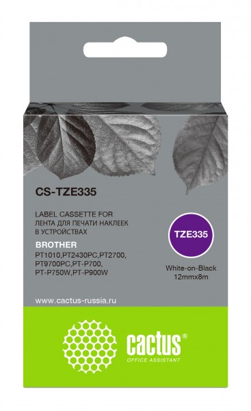 Совместимый картридж ленточный CACTUS CS-TZE335 белый Brother P-touch 1010, 1280, 2700VP