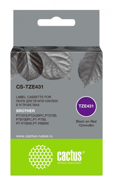 Совместимый картридж ленточный CACTUS CS-TZE431 черный Brother P-touch 1010, 1280, 2700VP